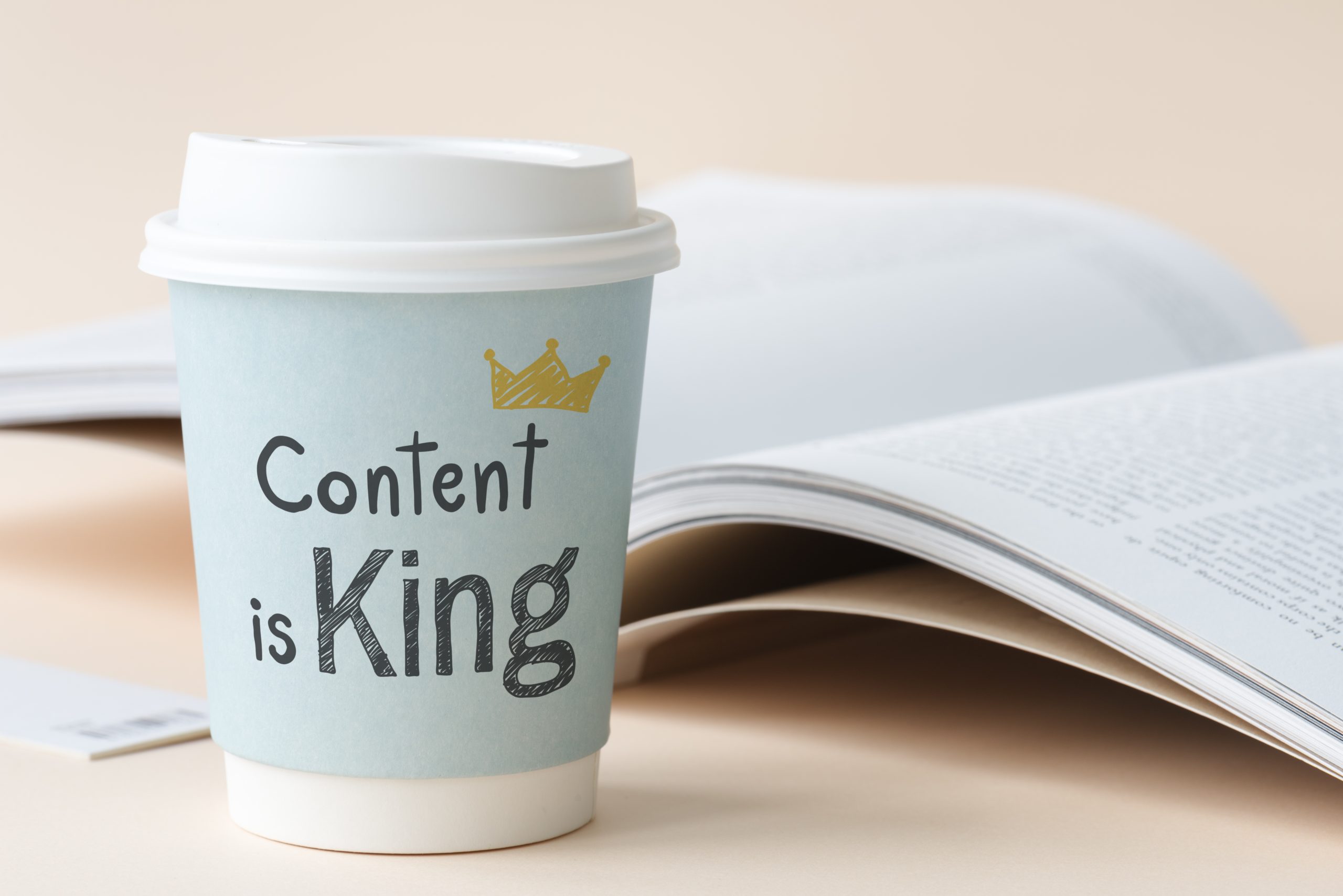 image coffee cup that says content is king