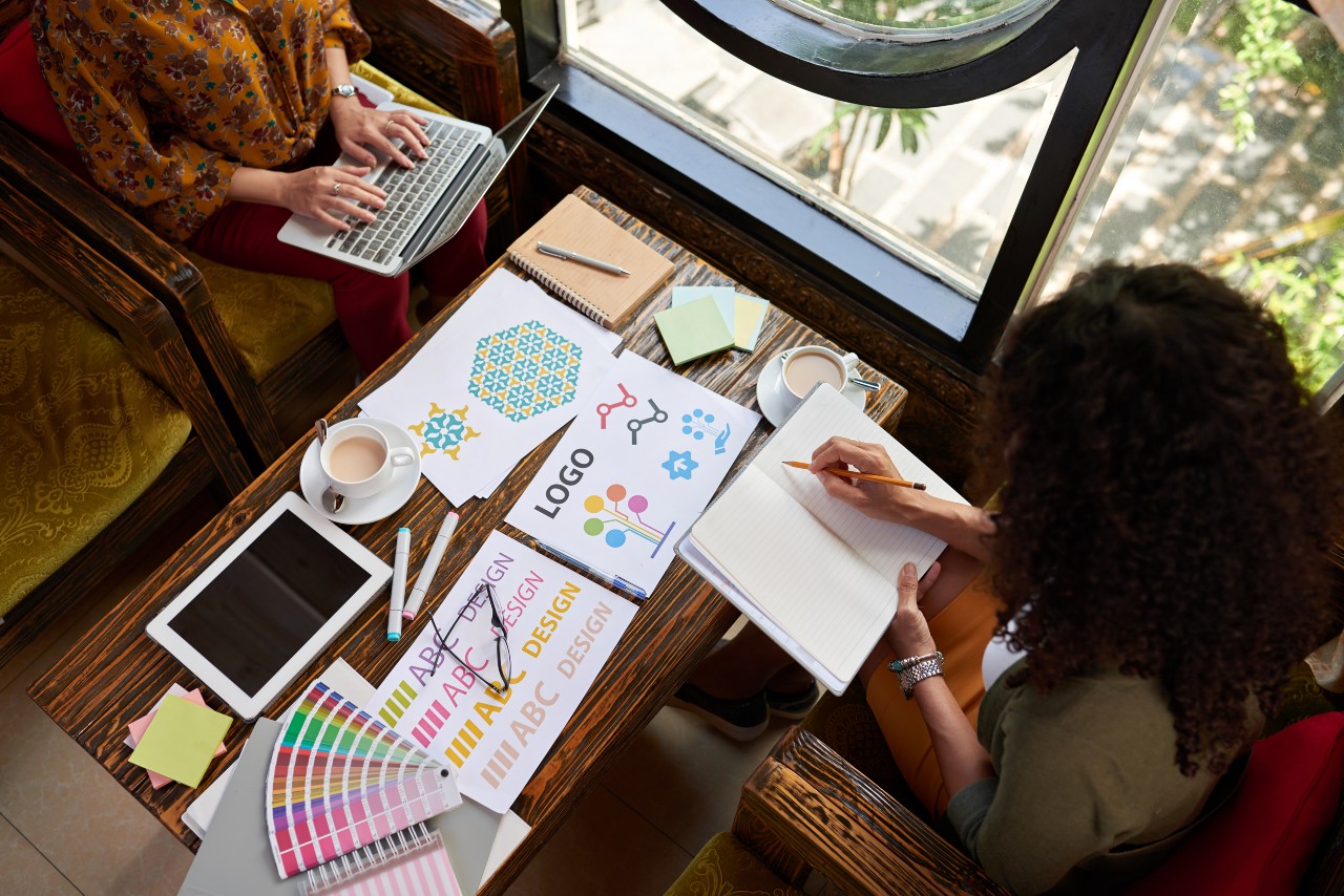 image of designers creating a logo