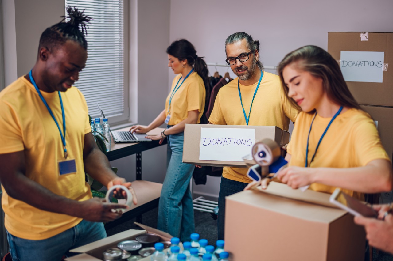 image of people at donation center