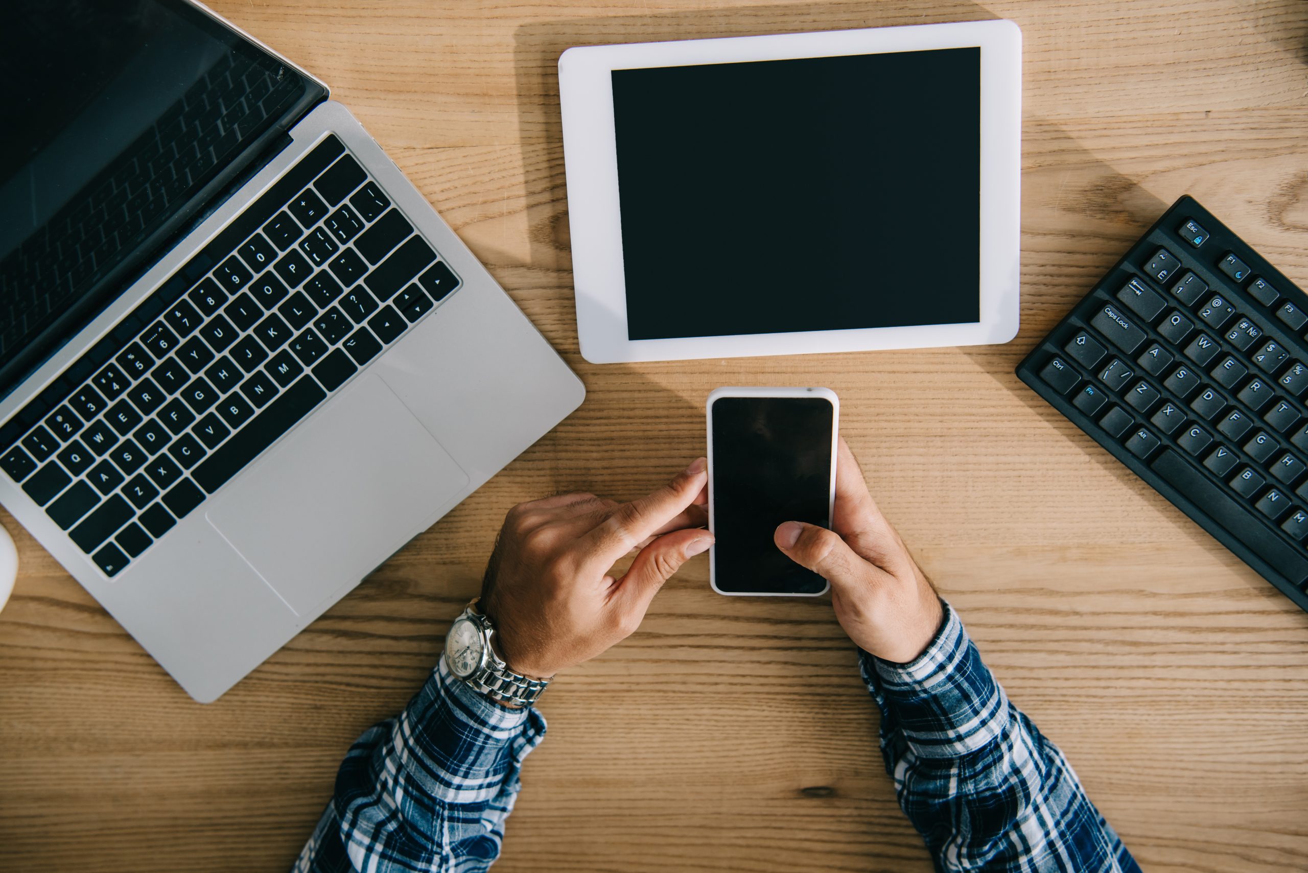 image man using different devices