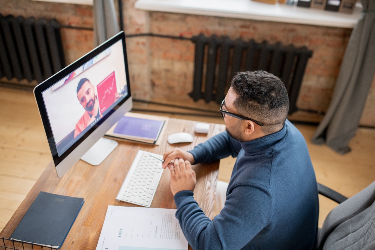 image of man on video call